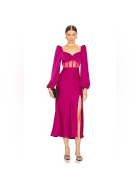 ASTR the label Gianna Corset Long Sleeve Dress in Fuchsia Size Small